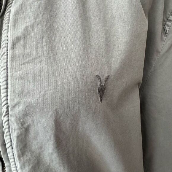 AllSaints Men's Size L Lows Bomber Jacket Light Gray 100% Cotton Contemporary - Picture 2 of 14